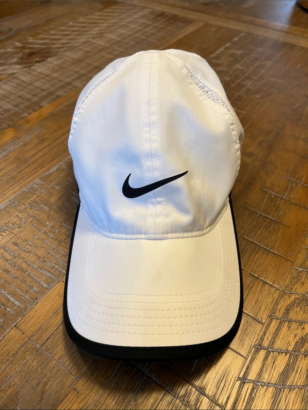 Nike White Cap with Black Swoosh and Trim